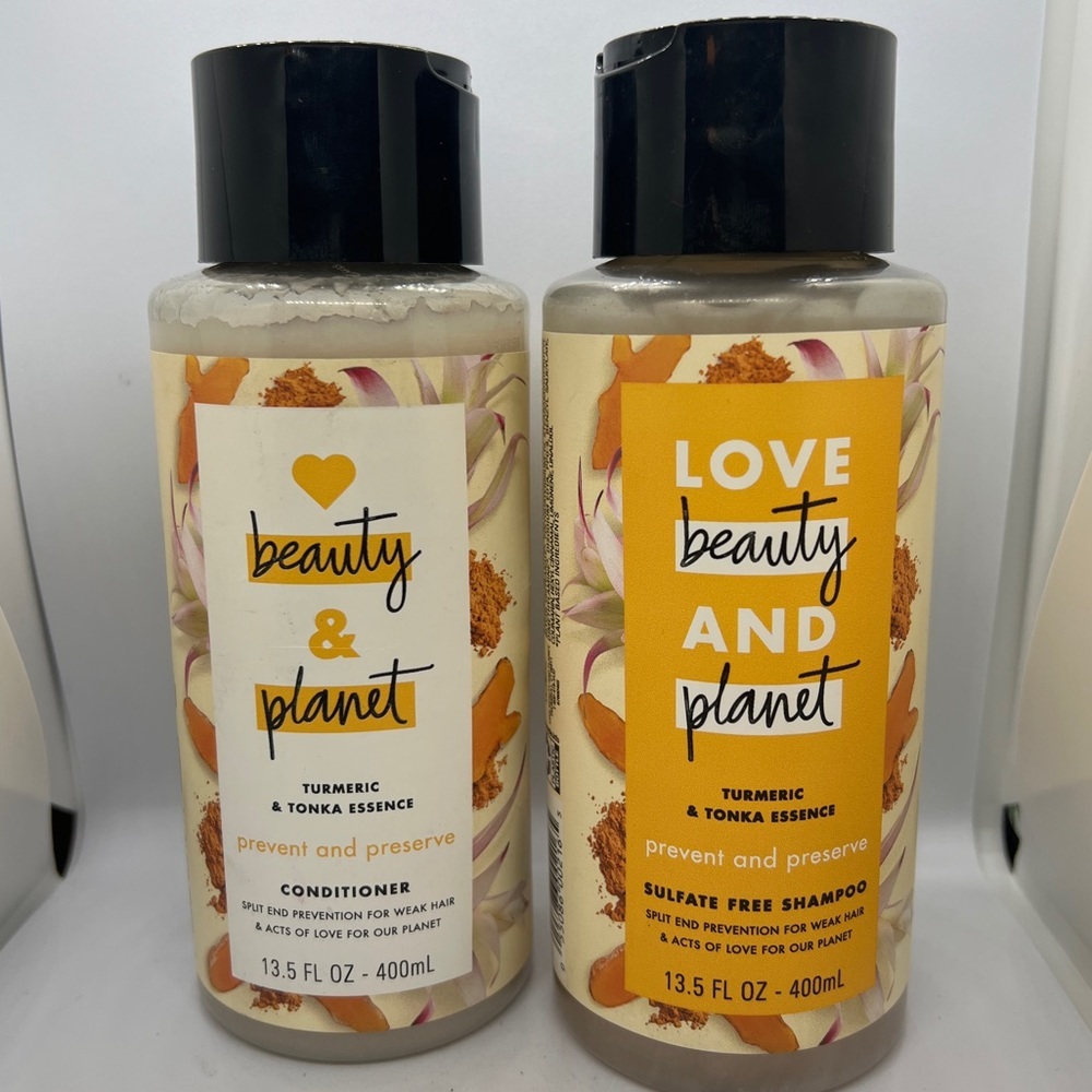 Love Beauty & Planet Turmeric & Tonka Essence Prevent Conditioner Shampoo Set